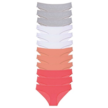 12 adet Süper Eko Set Likralı Kadın Slip Külot Gri Beyaz Pudra Fuşya