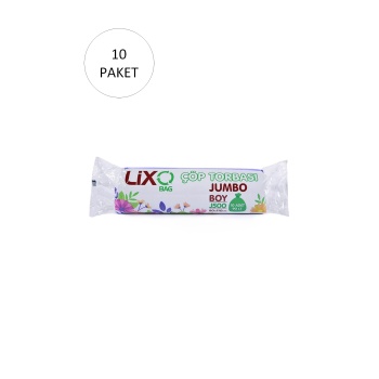 J-500 Jumbo Boy Çöp Torbası 80 x 110 cm 10 Lu Rulo x 10 Paket = 100 Adet (Siyah)
