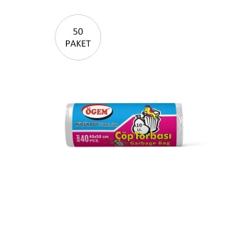Küçük Boy Çöp Torbası 40 x 50 cm 40 Lı Rulo x 50 Paket = 2.000 Adet (Şeffaf)