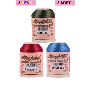 3 Adet Altınbaşak Oya ve Dantel İpi 20 gr - Royaleks - No: 646 - 466 - 367