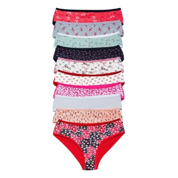 Pamuklu Geniş Kenarlı Likralı Desenli Bato Kadın Külot 10lu paket