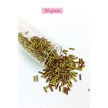 Uzun Boru Kesme Boncuk Çap 2mm Uzunluk 10 mm - 20 Gram - Koyu Kırmızı Sarı - BNC258