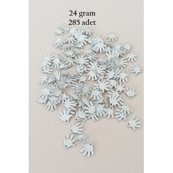 Oya Abiye Bileklik Kolye Pleksi Metalik Plastik Pul Gümüş Renk 24 gram 285 adet - BNC579