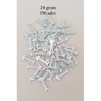 Oya Abiye Bileklik Kolye Pleksi Metalik Plastik Pul Gümüş Renk 24 gram 150 adet - BNC589