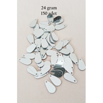 Oya Abiye Bileklik Kolye Pleksi Metalik Plastik Pul Gümüş Renk 24 gram 150 adet - BNC591