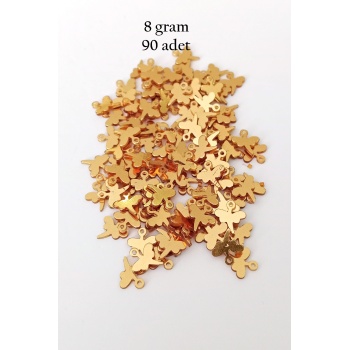 Oya Abiye Bileklik Kolye Pleksi Metalik Plastik Pul Altın Renk 8 gram 90 adet - BNC495