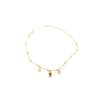 Renkli Taşlı Halhal - Kırmızı