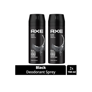 2 Adet Axe Erkek Deodorant & Bodyspray Black 48 Saat Etkileyici Koku Vücut Spreyi 150 ml