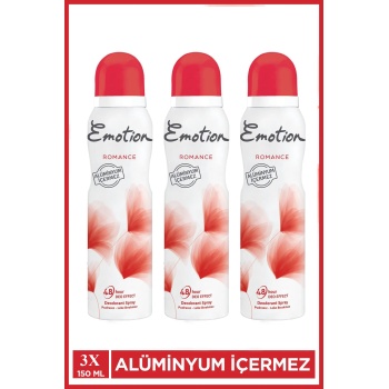 3 Adet Emotion Romance Kadın Vegan Deodorant 150 Ml Hızlı Kurur, Leke Bırakmaz