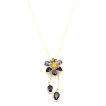 Swr Çiçek Kolye - Mor