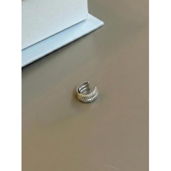 Taşlı Kıkırdak Küpe - Gümüş