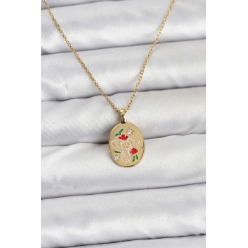 316L Çelik Zincir Gold Renk Fil Figürlü Kadın Kolye -