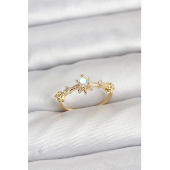 Gold Renk Pirinç Yıldız Model Kadın Yüzük -