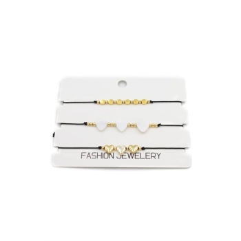 3Lü Kalp İp Bileklik - Altın