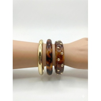 3Lü Set Bilezik - Kahverengi