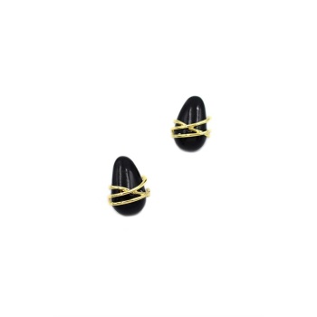 Çizgili Damla Küpe - Siyah