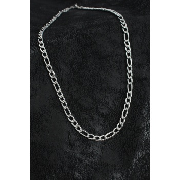 316L Çelik Kalın Figaro Zincir Model Gümüş Renk Erkek Kolye - Lisinya