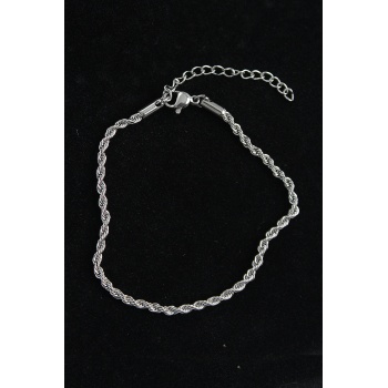 316L Çelik Burgu Model Gümüş Renk Erkek Bileklik - Lisinya