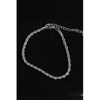 316L Çelik Halat Model Gümüş Renk Erkek Bileklik - Lisinya