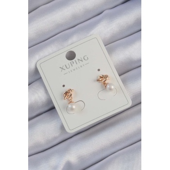 Xuping Rose Renk İnci Taşlı Düğüm Küpe - Lisinya