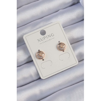 Xuping Rose Renk Zirkon Taşlı Yansımalı Oval Küpe - Lisinya