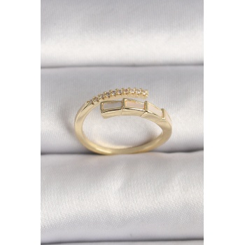 Pirinç Gold Renk Zirkon Taş Detaylı Yılan Model Ayarlanabilir Yüzük - Lisinya