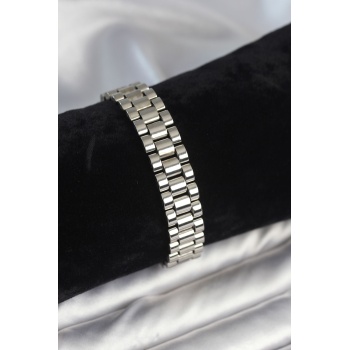 316L Çelik Gümüş Renk 12 mm Kalınlık Erkek Bileklik - Lisinya