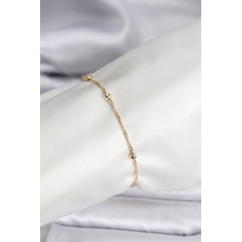 14K Gold Renk Kaplama Topçuklu Model CM Kadın Bileklik - Lisinya