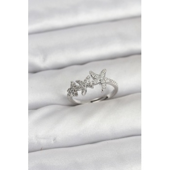 Pirinç Yıldız Model Gümüş Renk Kadın Yüzük - Lisinya