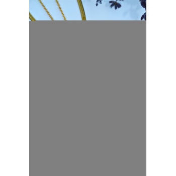 Baget Taşlı Altın Renk İtalyan Bakla Zincirli Kadın Çelik Kolye - Lisinya