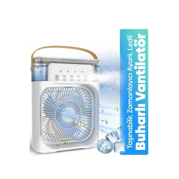 Taşınabilir Işıklı 5 Spreyli Vantilatör Buzlu Buharlı Vantilatör Mini Fan Nemlendirici - Lisinya