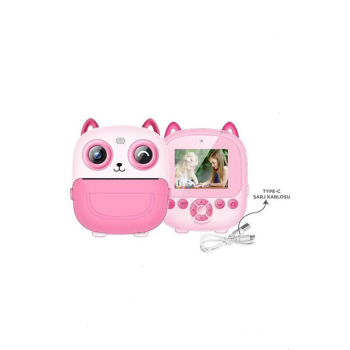 Dijital Video Fotoğraf App Destekli Çocuk Kamerası Termal Resim Kağıt Baskılı Yazıcı Pembe - Lisinya
