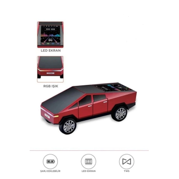 D68 Cyber Model Araba Tasarımlı Bluetooth Hoparlör 15w Güçlü Ses Rgb Led /tws/usb Kırmızı - Lisinya