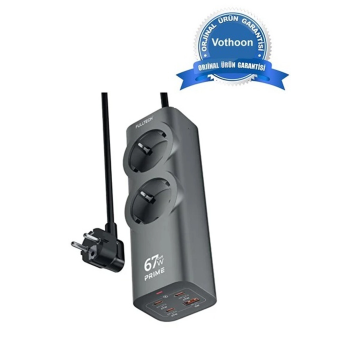 67w Hızlı Şarjlı Akıllı Çoklu Priz – 2000w Güç, 2 Usb-c + 2 Usb-a Çıkışlı, Telefon & Laptop Uyumlu ( Lisinya )