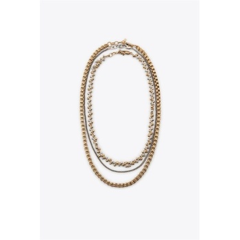 3lü Kombine Zincir Kolye - ÇOK RENKLİ