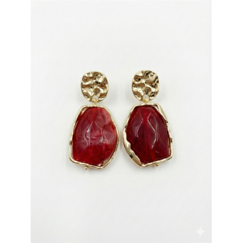 Akrilik Taşlı Küpe - Bordo