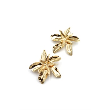 Plaka Yaprak Küpe - Altın