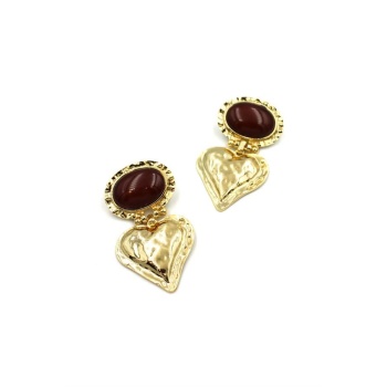 Kalp Küpe - Kahverengi