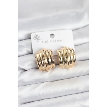 Vintage Model 316L Çelik Gold Renk Kadın Küpe -