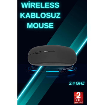 Siyah Wireless Kablosuz Sessiz Mouse Bluetooth Bağlantılı ( Lisinya )
