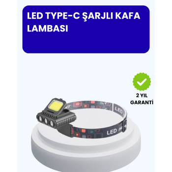 800 Lumen Led Kafa Lambası Cob Ve Xpe Led Type C Şarjlı Ayarlanabilir ( Lisinya )