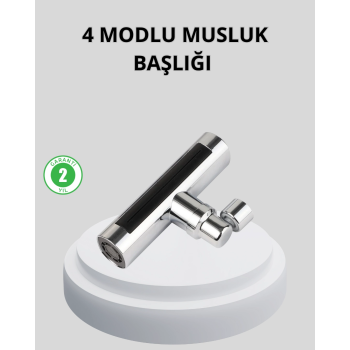 360° Dönebilen Musluk Başlığı 4 Fonksiyonlu Su Tasarruflu Ve Dayanıklı ( Lisinya )