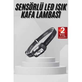 Sensörlü Şarjlı Type-c Şarj Işıklı Kafa Lambası Kamp Lambası ( Lisinya )