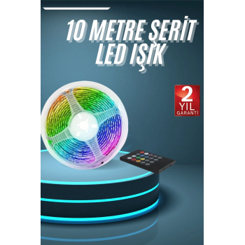 10m Şerit Led İç Mekan Renkli Rgb Şerit Led Kumandalı ( Lisinya )