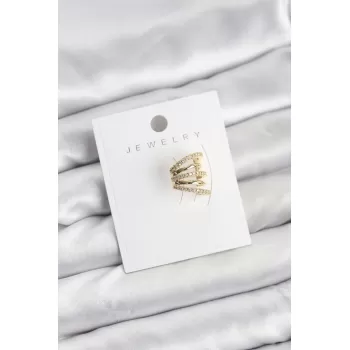 Gold Renk Pirinç Zirkon Taşlı Kıkırdak Earcuff Küpe