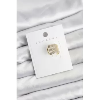Pirinç Gold Renk Zirkon Taşlı Earcuff Kıkırdak Küpe