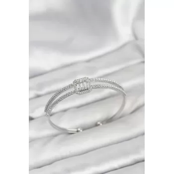 Pirinç Gümüş Renk Baget Model Kadın Bileklik