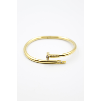 Taşlı Çivi Bilezik - Altın