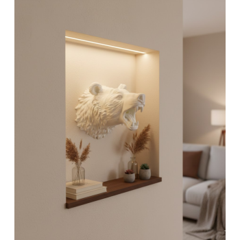 Gri Kurt Duvar Dekoru Asılabilir Dekoratif Heykel Tasarım - Lisinya