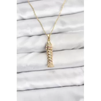 316L Çelik Zincir Gold Renk Balık Model Zirkon Taşlı Kadın Kolye